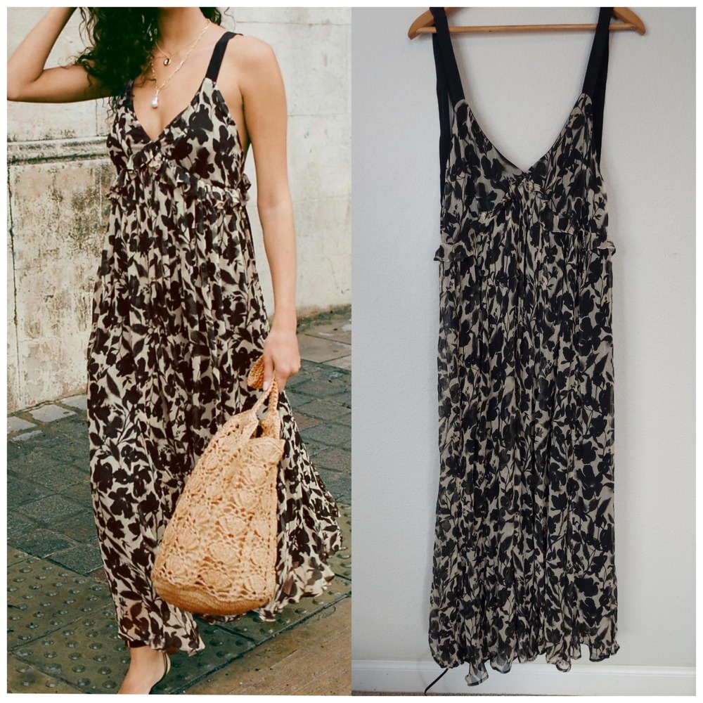 J.Crew Collection Chiffon Floral Ruffle Trim Maxi Dress Size‎ 20